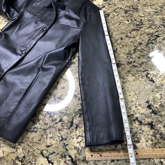 Size 8 Jessica Women’s Leather Jacket Button Up Mid Length Black Classic CN - Picture 12 of 16